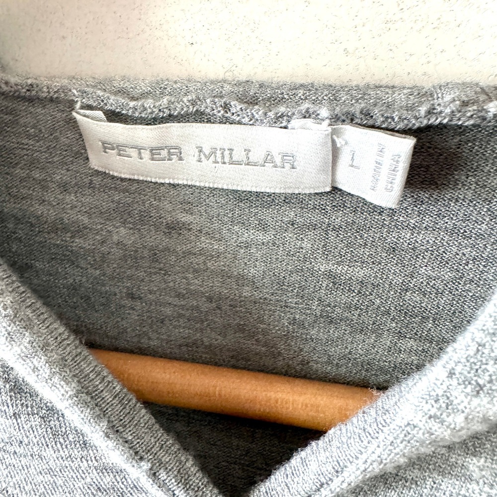 Peter Millar Womens Excursionist Flex Popover Hoodie L Gale Gray Wool Blend Golf - Picture 3 of 11